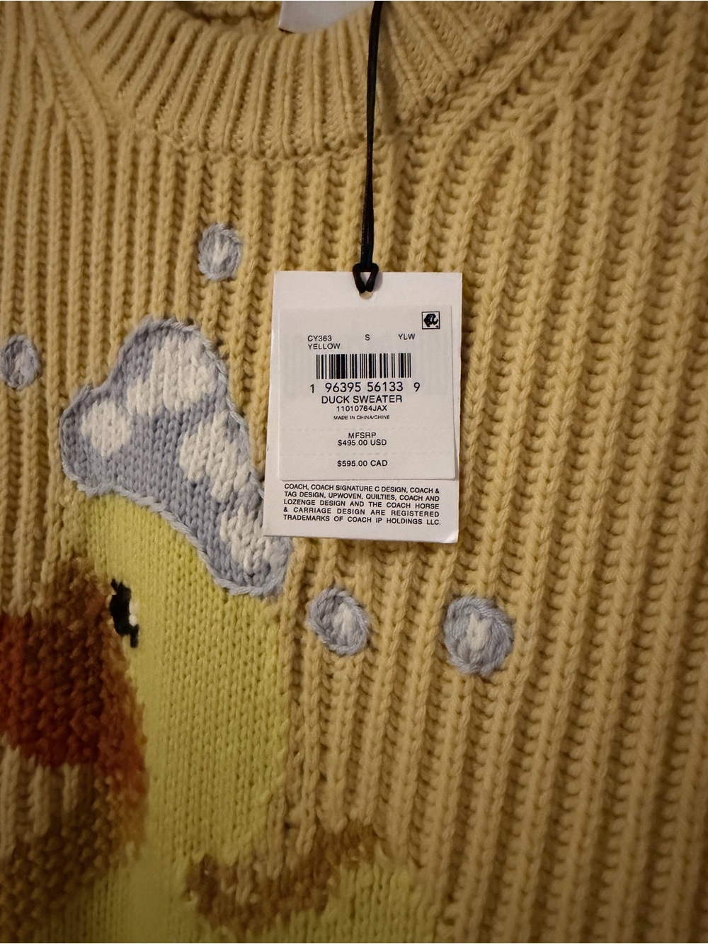 NWT Coach Crewneck Duck Sweater in Recycled Wool – Size Small – MSRP $495 - Picture 3 of 5